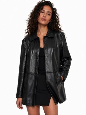 Vintage 90s Black Leather Jacket Punk Quite Luxury Model Off Duty Carrie Bradsha